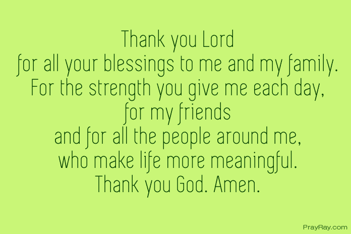 Blessings gratitude prayer of for Prayer For