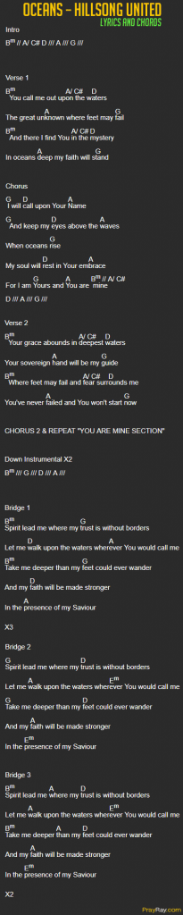 OCEANS - HILLSONG UNITED SONGS. Lyrics and Chords