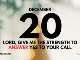 Answer Yes to God's call daily Devotional for December 20