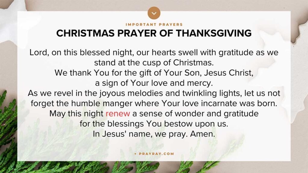 Christmas prayer of thanksgiving