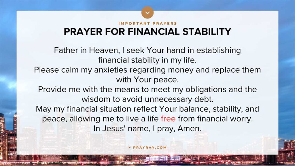 Prayer for financial stability and peace