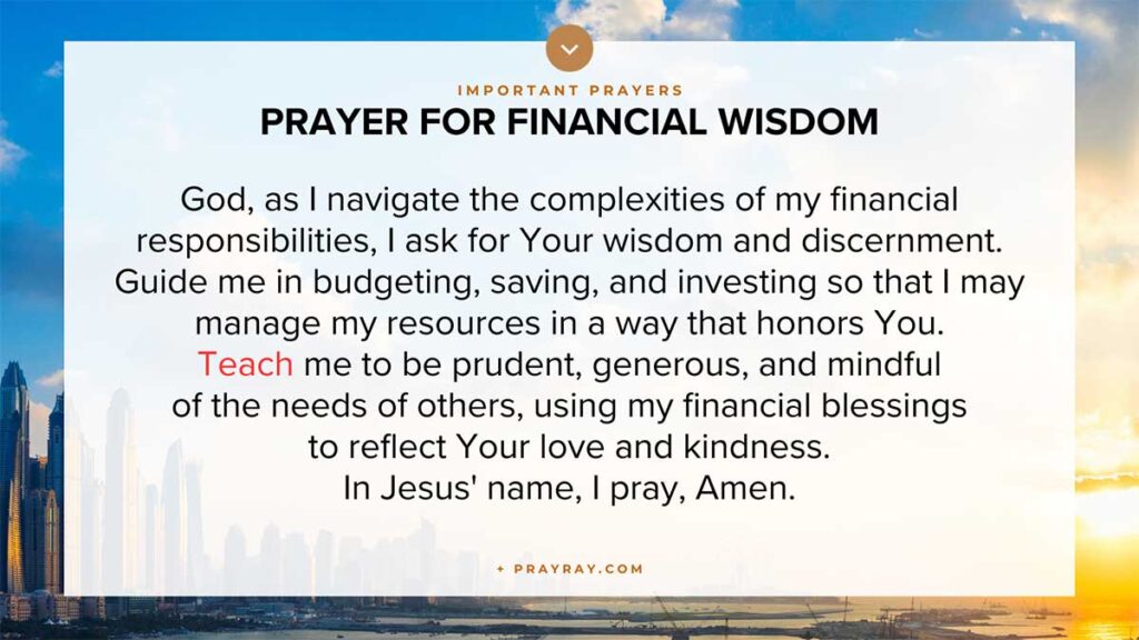 Prayer for Wisdom in money Management