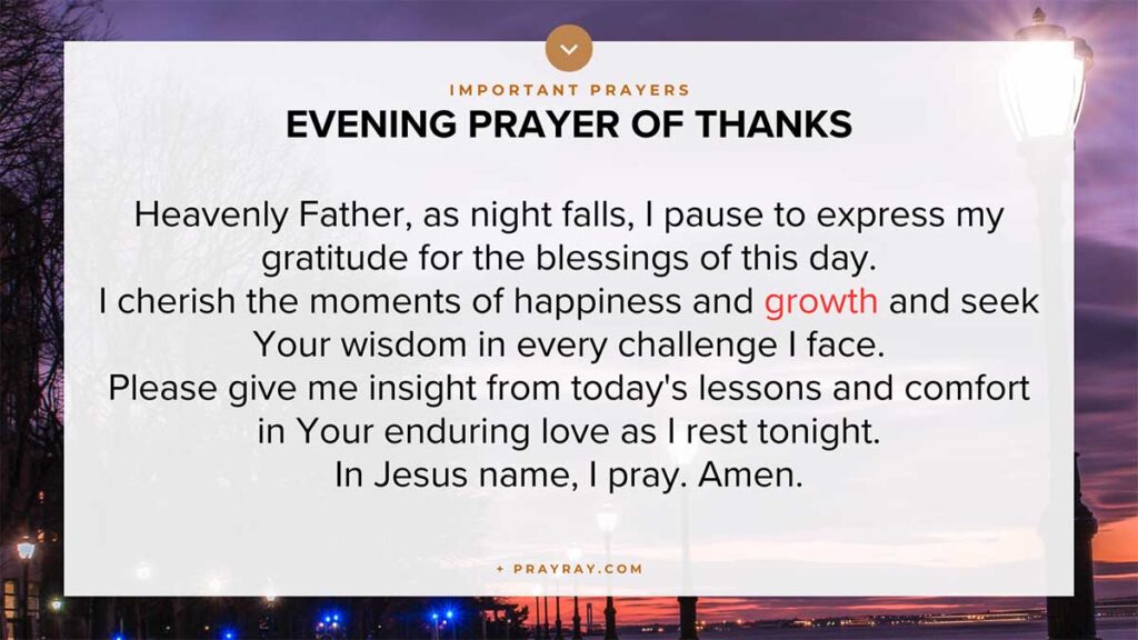 prayer of thanks evening