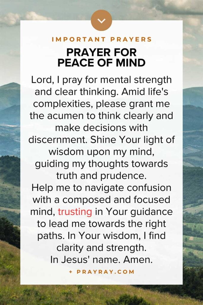 Prayer for peace of mind
