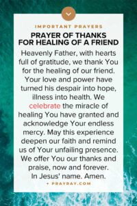 Prayer of thanks for healing friend